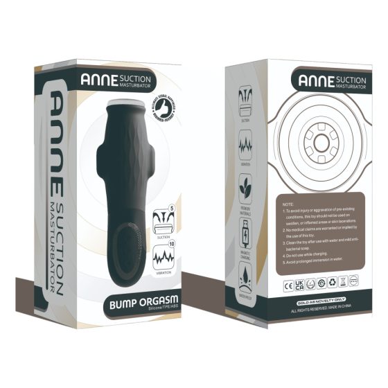 Lonely Anne - Rechargeable Vibrating-Sucking Masturbator (Black)