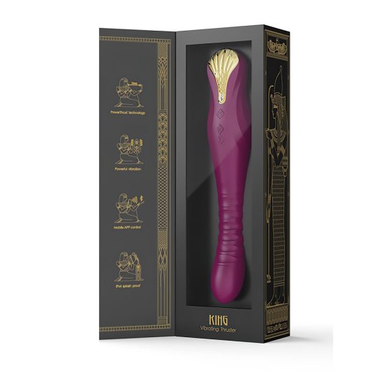 ZALO King - Rechargeable, Waterproof, Thrusting Vibrator (Purple)