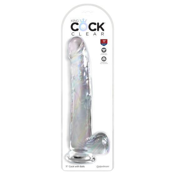 King Cock Clear 11 - Testicle Dildo (Transparent)