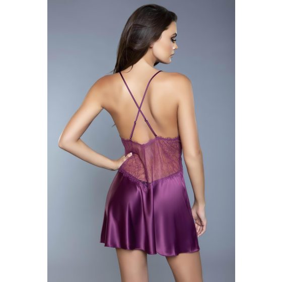 Be Wicked Carina - Lace Insert Negligee (Purple)