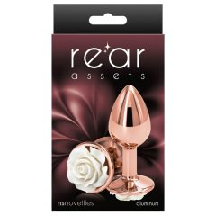   Rear Assets Rose - Small Anal Dildo with White Rose (Rose Gold)