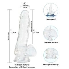 Addiction Crystal - Suction Cup Dildo (Transparent) - 18cm