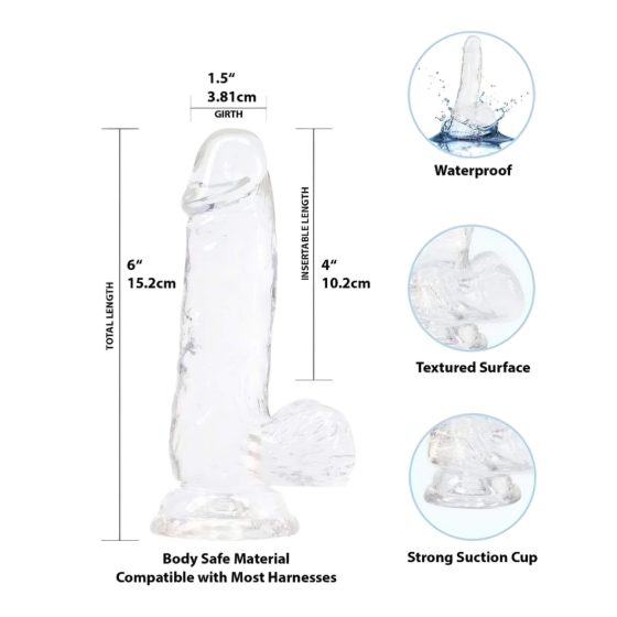 Addiction Crystal - Footed Bulbous Dildo (Transparent) - 15cm