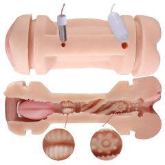   Lonely - Double-ended, Rechargeable Mouth and Pussy Masturbator (Natural-Black)