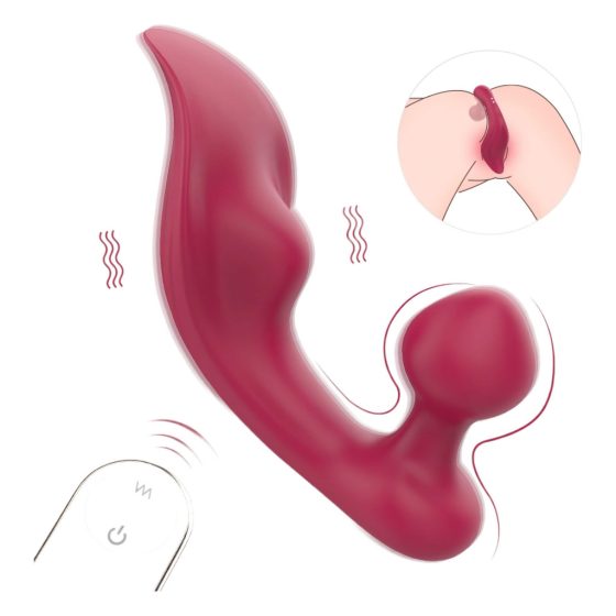 Red Waterproof Clitoral and Anal Vibrator with Battery