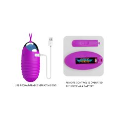   Pretty Love Jessica - Rechargeable Remote Control Vibrating Egg (Purple)