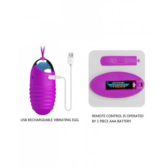 Pretty Love Jessica - Rechargeable Remote Control Vibrating Egg (Purple)