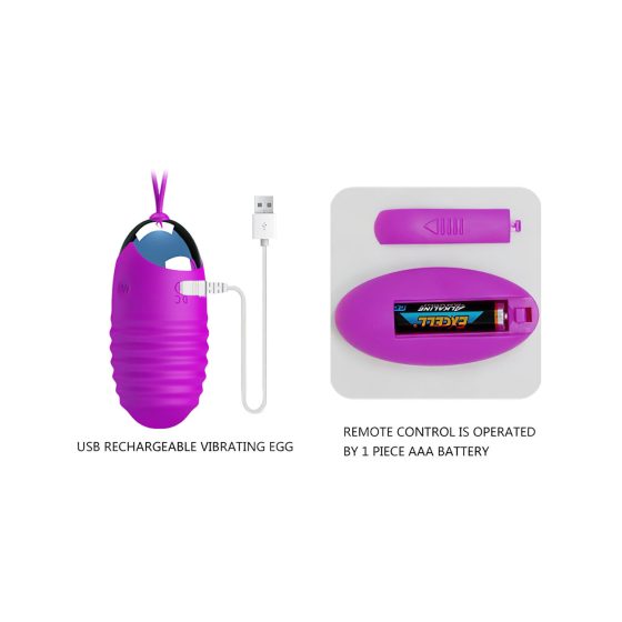 Pretty Love Jessica - Rechargeable Remote Control Vibrating Egg (Purple)