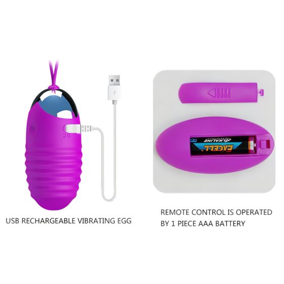 Pretty Love Jessica - Rechargeable Remote Control Vibrating Egg (Purple)