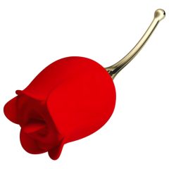   Pretty Love Rose Lover - Rechargeable Tongue 2in1 Clitoral Vibrator (Red)