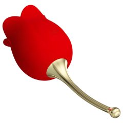   Pretty Love Rose Lover - Rechargeable Tongue 2in1 Clitoral Vibrator (Red)