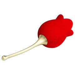   Pretty Love Rose Lover - Rechargeable Tongue 2in1 Clitoral Vibrator (Red)