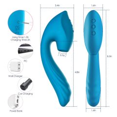 Waterproof G-spot Vibrator and Clitoral Stimulator (Blue)