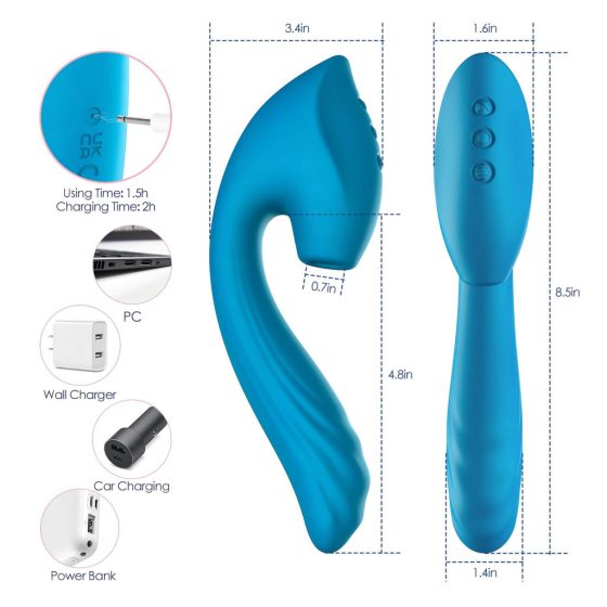 Waterproof G-spot Vibrator and Clitoral Stimulator (Blue)