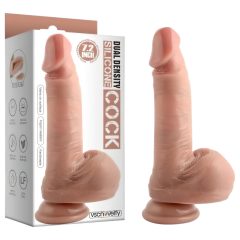   Dual Density - Realistic Dildo with Suction Cup and Testicles - 7 inches (Natural)