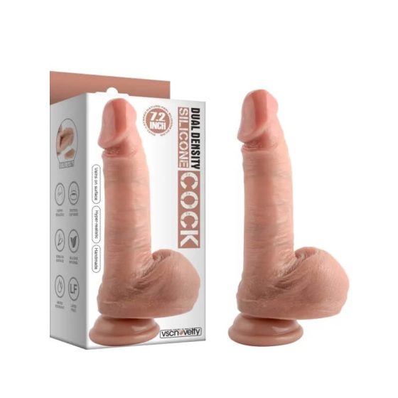 Dual Density - Realistic Dildo with Suction Cup and Testicles - 7 inches (Natural)