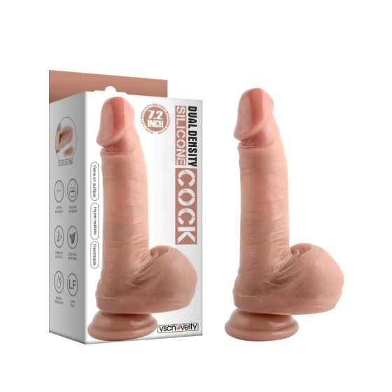 Dual Density - Realistic Dildo with Suction Cup and Testicles - 7 inches (Natural)