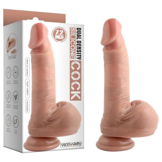 Dual Density - Realistic Dildo with Suction Cup and Testicles - 7 inches (Natural)