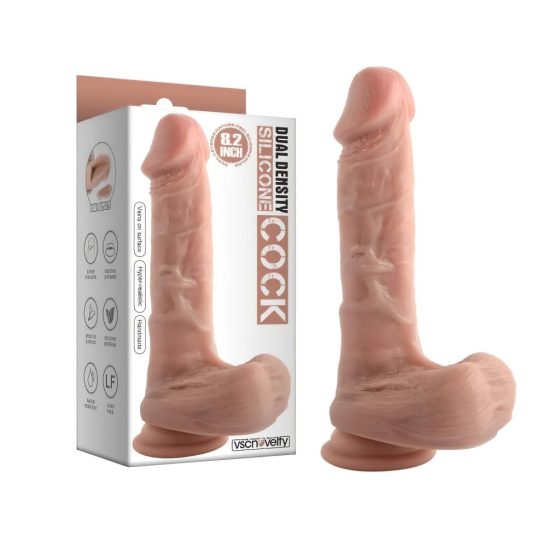 Dual Density - Suction Cup Realistic Dildo with Balls - 20cm (Natural)