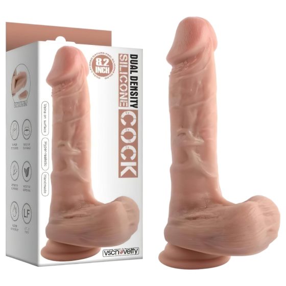 Dual Density - Suction Cup Realistic Dildo with Balls - 20cm (Natural)