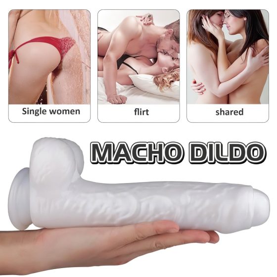 Sex HD Martin - Suction Cup, Realistic Dildo with Balls (White)