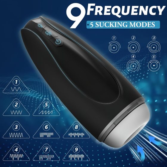 Sex HD Hawk - Rechargeable Vibrating & Suction Masturbator (Black & White)