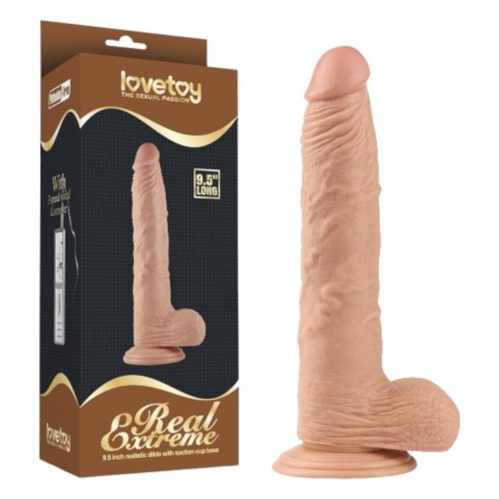 Lovetoy Real Extreme - Suction Cup Dildo With Balls - 24cm (Natural)