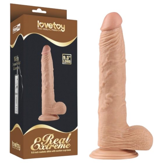 Lovetoy Real Extreme - suction cup dildo with testicles - 24cm (natural)