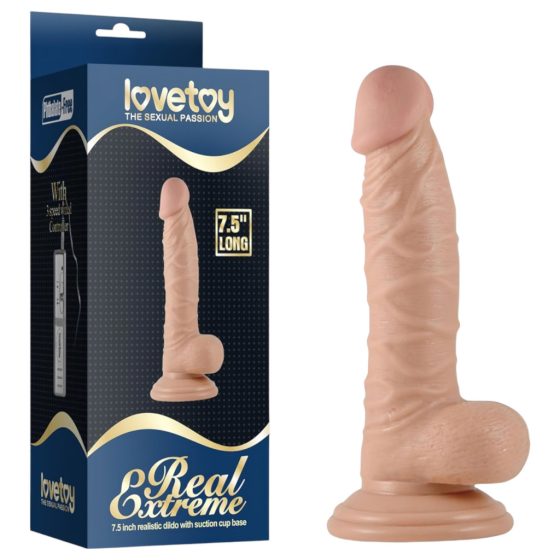 Lovetoy Real Extreme - G-spot dildo with base and balls - 19cm (natural)