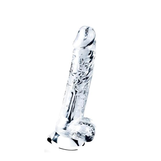 Lovetoy Flawless Clear - suction cup, testicle dildo - 19cm (transparent)