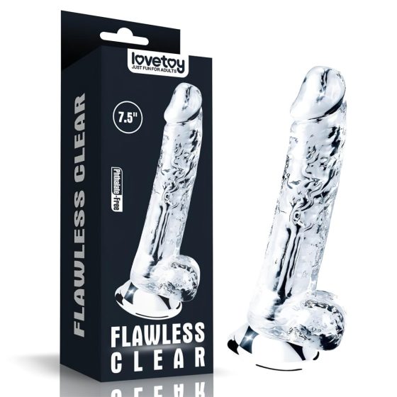 Lovetoy Flawless Clear - Suction Cup Dildo with Balls - 19cm (Transparent)