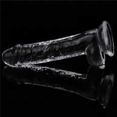   Lovetoy Flawless Clear - suction cup, testicle dildo - 19cm (transparent)