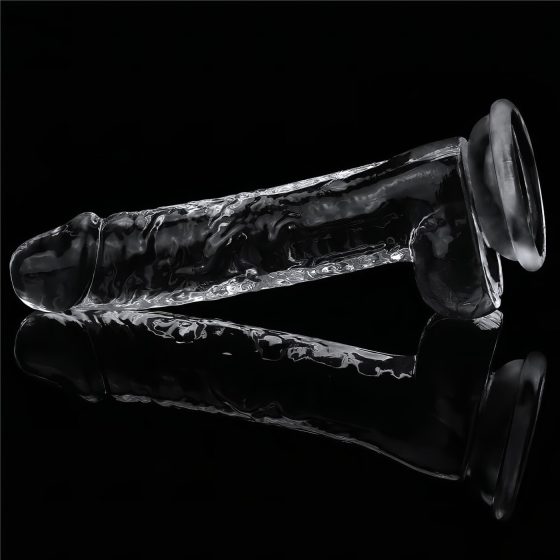 Lovetoy Flawless Clear - suction cup, testicle dildo - 19cm (transparent)