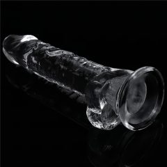   Lovetoy Flawless Clear - suction cup, testicle dildo - 19cm (transparent)