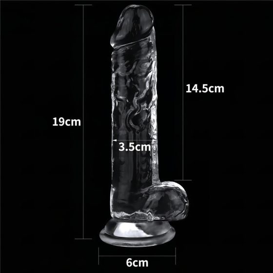 Lovetoy Flawless Clear - Suction Cup Dildo with Balls - 19cm (Transparent)