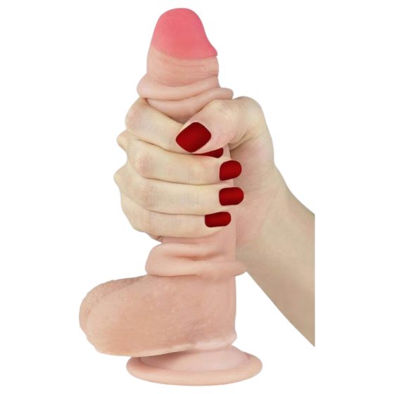 Lovetoy Sliding-Skin - Dual-Layer Suction Cup Dildo - 18cm (Natural)