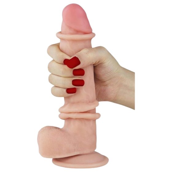 Lovetoy Sliding-Skin - Double Layered Suction Cup Dildo - 21cm (Natural)