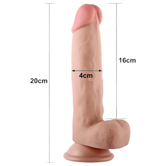 Lovetoy Sliding-Skin - Double Layered Suction Cup Dildo - 21cm (Natural)