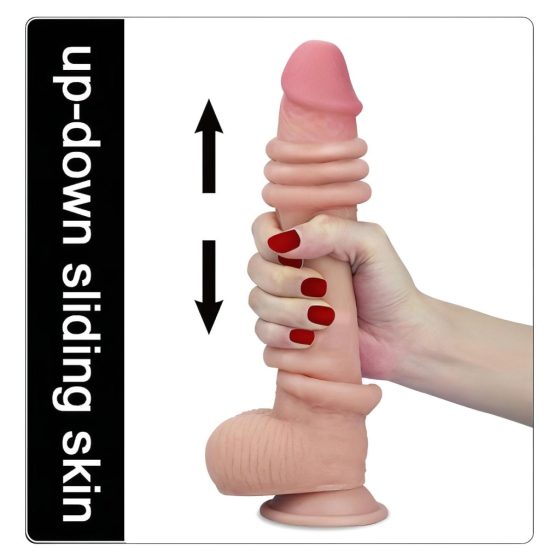 Lovetoy Sliding-Skin Dual-Layer Suction Cup Dildo - 23cm (Natural)