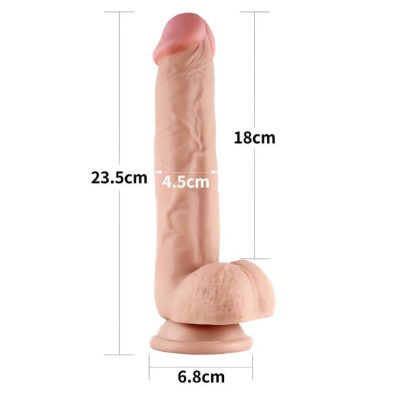 Lovetoy Sliding-Skin - Dual-layer Suction Cup Dildo - 23cm (Natural)