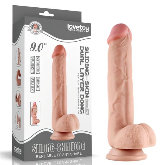 Lovetoy Sliding-Skin - Dual-layer Suction Cup Dildo - 23cm (Natural)