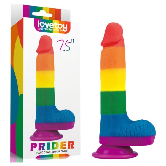 Lovetoy Prider - Realistic Dildo with Balls - 20cm (Rainbow)