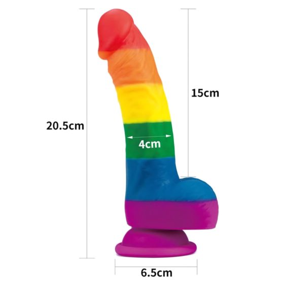 Lovetoy Prider - Realistic Liquid Silicone Dildo - 19cm (Rainbow)