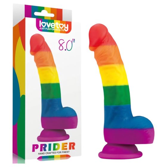 Lovetoy Prider - Realistic Liquid Silicone Dildo - 19cm (Rainbow)