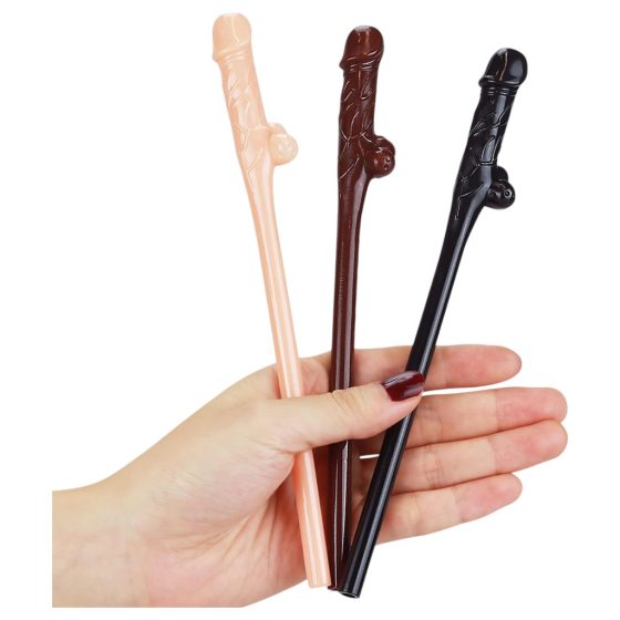 LoveToy - Realistic Penis Straw (Natural-Brown-Black)