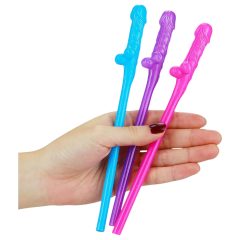 Lovetoy - realistic penis straw (pink-blue-purple)