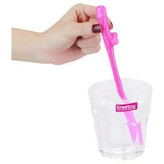 Lovetoy - realistic penis straw (pink-blue-purple)