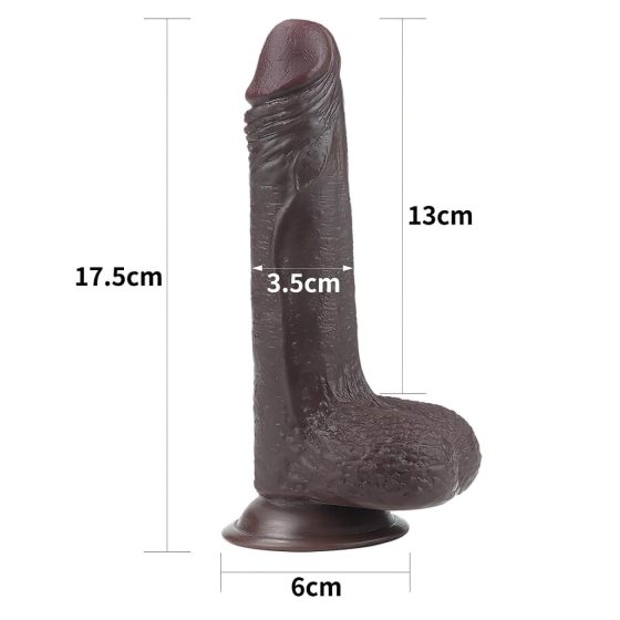 LoveToy Sliding-Skin - Dual-Layered Suction Cup Dildo - 18cm (Brown)