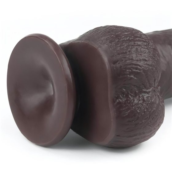 Lovetoy Sliding-Skin Dual-Layer Suction Cup Dildo - 9 Inches (Brown)