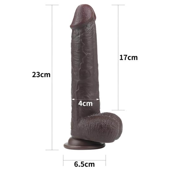 Lovetoy Sliding-Skin Dual-Layer Suction Cup Dildo - 9 Inches (Brown)